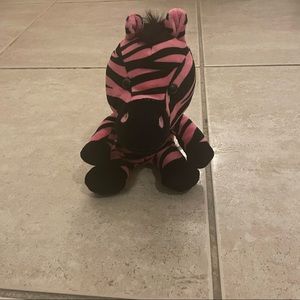 Small Build a Bear Stuffed Pink and Black Zebra